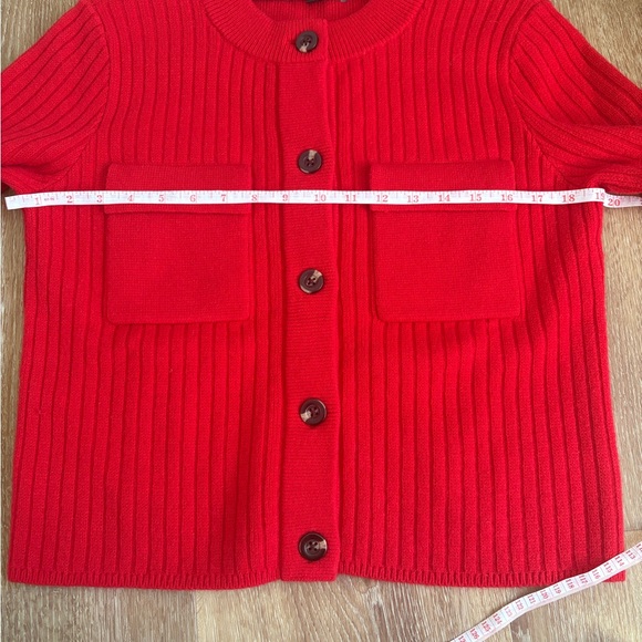 Ann Taylor Ribbed Sweater Jacket Iconic Red Size Medium Fall 2025 Collection - Picture 4 of 10
